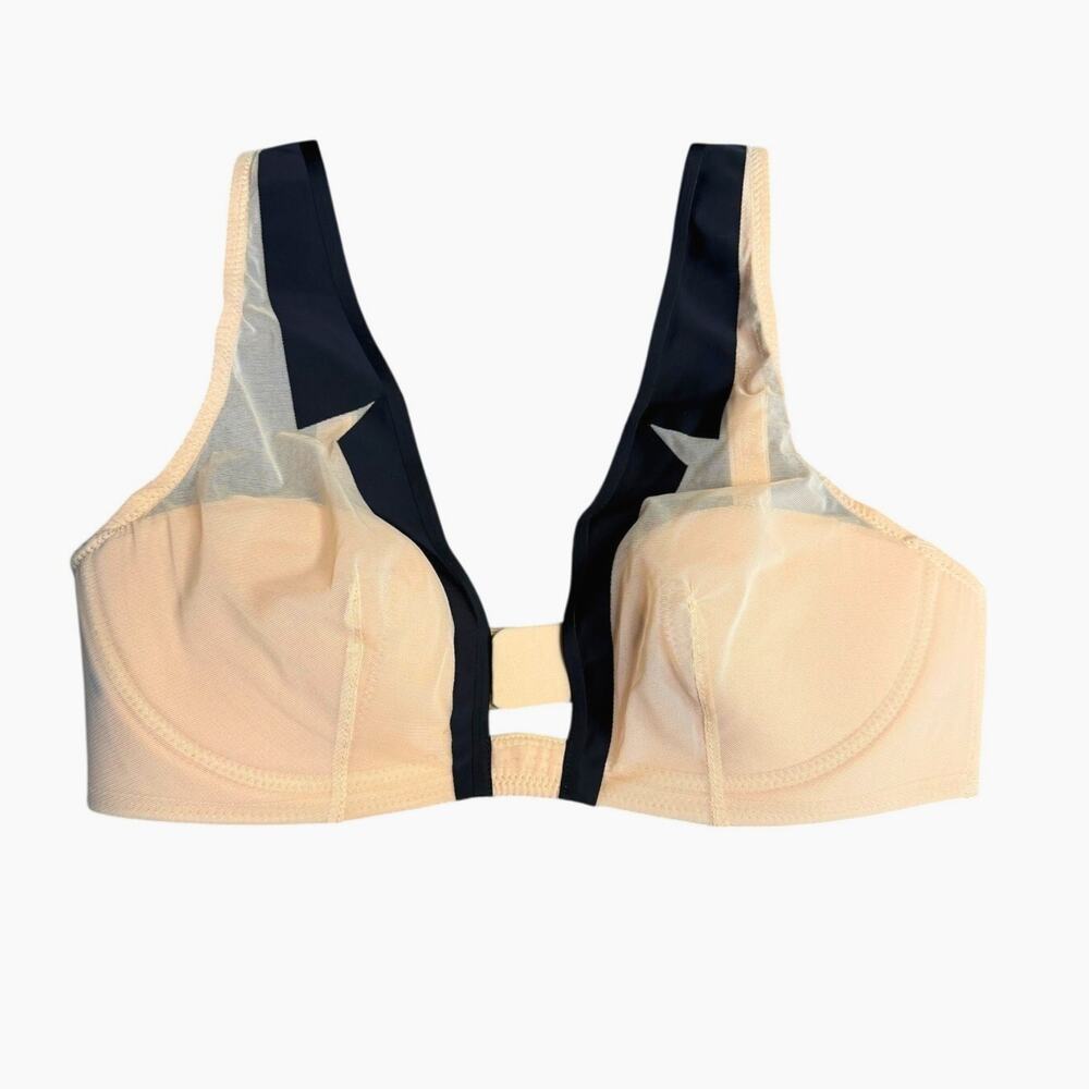 Chantal Thomass 34B Nude Black Mesh Underwire Bra Designer Lingerie NWOT $145